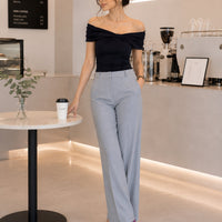Summer Off Shoulder Bow Short Sleeve T-Shirt Women Stylish Ruched Slash Neck Cropped Tops Daily All-Match Solid Slimming Blouses Natalia Home Fashion    Natalia Home Fashion