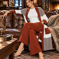 Women's 3PC Knit Set - Cardigan Tank Top Wide Leg Pants  Cross-Border Outfit Natalia Home Fashion    Natalia Home Fashion