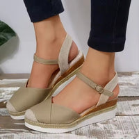 Women Closed Toe Wedge Sandals Women Buckle Strap Gladiator Shoes Woman Fashion Platform Sandals