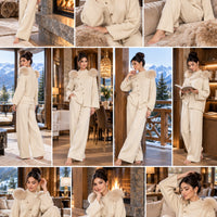 Casual Knitted Half-High Collar Sweater And Pants Set Real Fox Shoulder Patches  Style Comfortable Lazy Style Natalia Home Fashion    Natalia Home Fashion