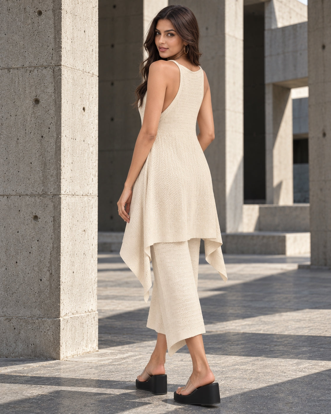 Casual Pants Ensemble Femmes Sleeveless Top Wide Leg Trousers Women's Matching Sets Long Pants Knit Pants 2 Piece Set Natalia Home Fashion    Natalia Home Fashion