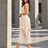 Casual Pants Ensemble Femmes Sleeveless Top Wide Leg Trousers Women's Matching Sets Long Pants Knit Pants 2 Piece Set Natalia Home Fashion    Natalia Home Fashion