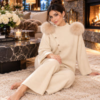 Casual Knitted Half-High Collar Sweater And Pants Set Real Fox Shoulder Patches  Style Comfortable Lazy Style Natalia Home Fashion    Natalia Home Fashion