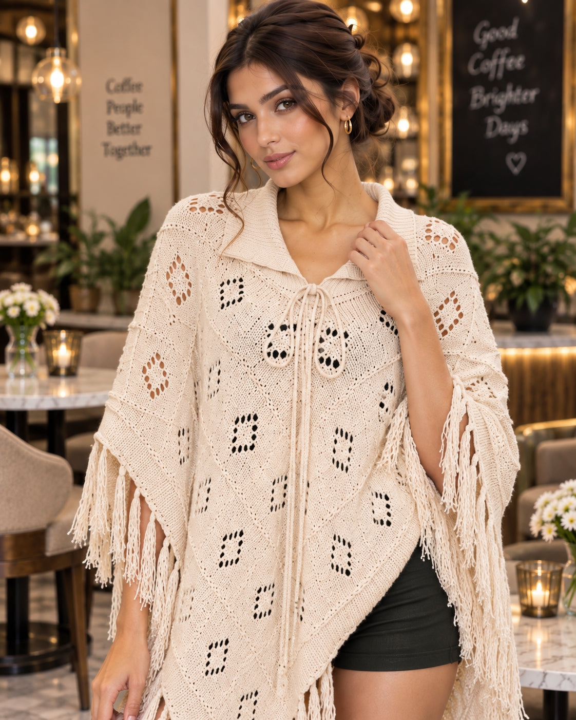 Fashionable Knitted Tassel Shoulder Wrap Sweater Women's Clothing Pullover Batwing Sleeve Jumpers Natalia Home Fashion    Natalia Home Fashion