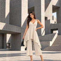 Casual Pants Ensemble Femmes Sleeveless Top Wide Leg Trousers Women's Matching Sets Long Pants Knit Pants 2 Piece Set Natalia Home Fashion    Natalia Home Fashion