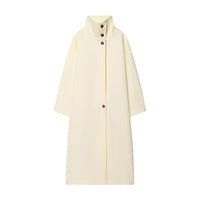 High Street Chic Women Long Coat Single Button Long Sleeve Stand Collar Loose Coat Winter Long Coat Natalia Home Fashion    Natalia Home Fashion