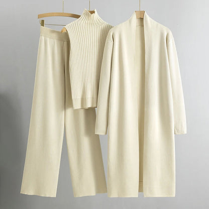 3 Piece Women Cardigan Fashion Knitted Pant Set Ladies Sweater Suit Vintage Fashion Ladies Natalia Home Fashion    Natalia Home Fashion