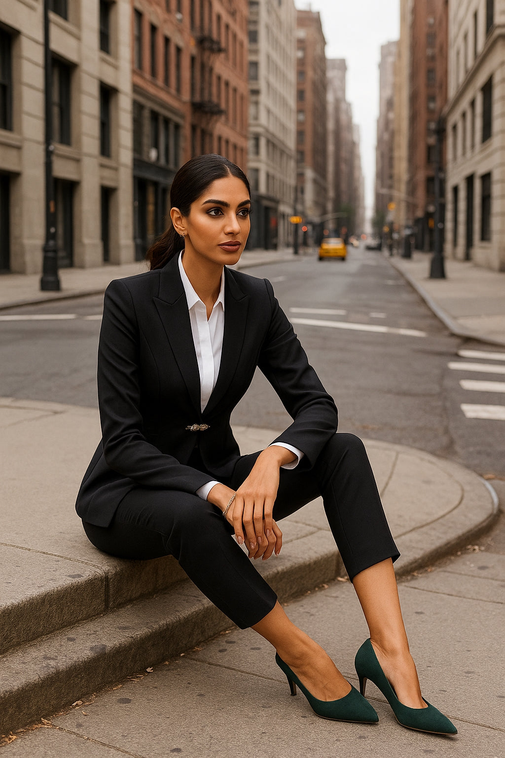 Women's Slim Fit Blazer Suit Fashion Solid Color Single Button Jacket Office Lady Coat and Pants