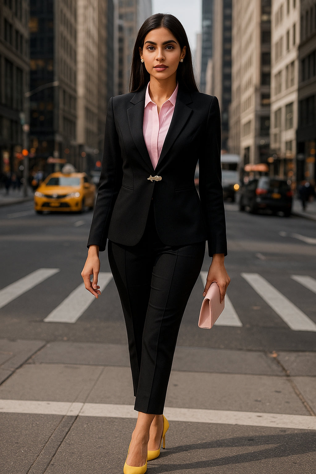 Women's Slim Fit Blazer Suit Fashion Solid Color Single Button Jacket Office Lady Coat and Pants