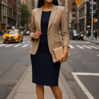 High Quality Women's Two Piece Set Office Work Dress Sleeveless Jacket Short Outerwear Fashionable And Comfortable for Office