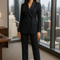 Elegant Double Breasted Jacket Suit Women's Long Sleeved Holiday Slim Blazers Coat Fashion Temperament business suit