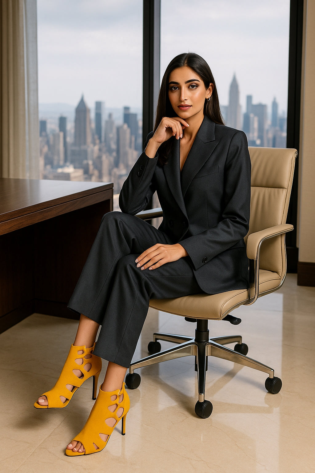 Elegant Double Breasted Jacket Suit Women's Long Sleeved Holiday Slim Blazers Coat Fashion Temperament business suit