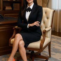 Women's Fashion Career Compound Long-sleeved Suit Bag Buttock Slit Skirt Suit Business Suit