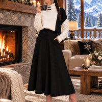 Women's Cable Knit Two Piece Set: High Neck Long Sleeve Sweater & A-Line Midi Skirt, Casual Elegant Pullover Outfit Natalia Home Fashion    Natalia Home Fashion