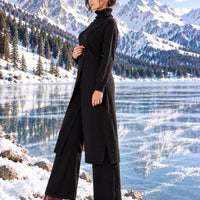 Women Knitted 2 Pieces Set Turtleneck Long Pullovers Sweaters & Wide Leg Pants Thicken Warm Sweater Sets Natalia Home Fashion    Natalia Home Fashion