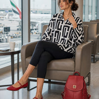 Elegant geometric printed long sleeved shirts For Women Fashion Suit Collar Button Front Blouse