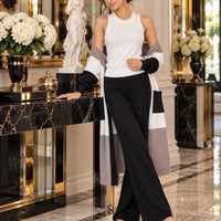 Women's 3PC Knit Set - Cardigan Tank Top Wide Leg Pants  Cross-Border Outfit Natalia Home Fashion    Natalia Home Fashion
