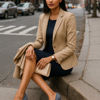 High Quality Women's Two Piece Set Office Work Dress Sleeveless Jacket Short Outerwear Fashionable And Comfortable for Office