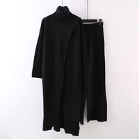 Women Knitted 2 Pieces Set Turtleneck Long Pullovers Sweaters & Wide Leg Pants Thicken Warm Sweater Sets Natalia Home Fashion    Natalia Home Fashion