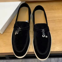 Summer Walk Moccasins Suede Loafers Shoes Women Spring Autumn Fashion Causal Leather Metal Pendant Flat Mules Shoes