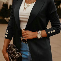 Women Metallic Button Long Sleeve Casual Blazer Female Notched Cardigan Jacket Outwear Natalia Home Fashion    Natalia Home Fashion
