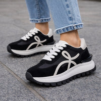 Lace Up Women Sneakers Mixed Colors Round Toe  Ladies Casual Shoes