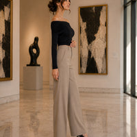 Sexy Shoulder Bared Long Sleeve Slim Fit Outwear Asymmetric Belly Bared Pleated T-Shirt Style Short New Arrival Acetate Fabric