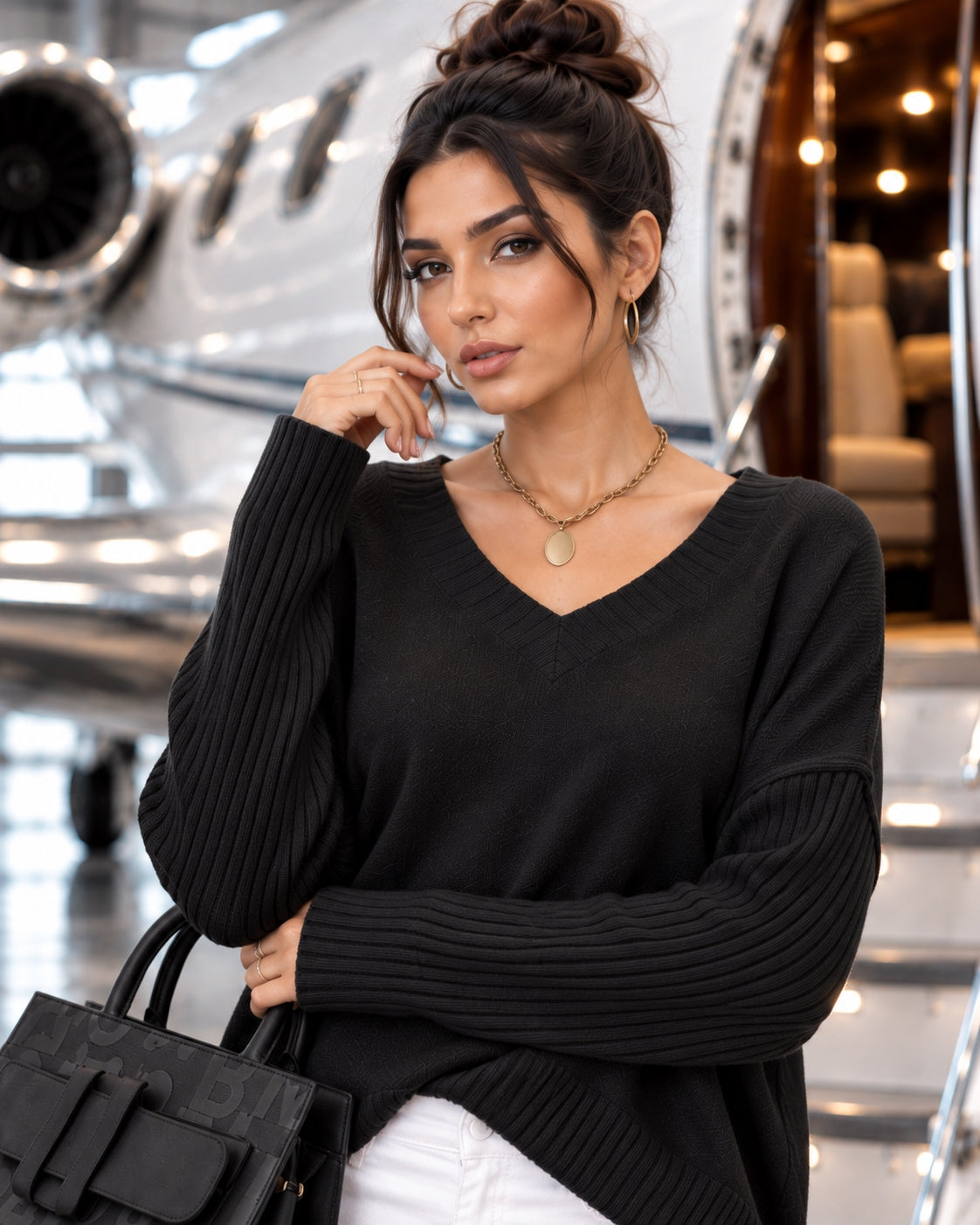 Fashion Casual Women's New Solid Color Sweater V-Neck Long Sleeve Pullover Knit Top Lady Clothing Natalia Home Fashion    Natalia Home Fashion