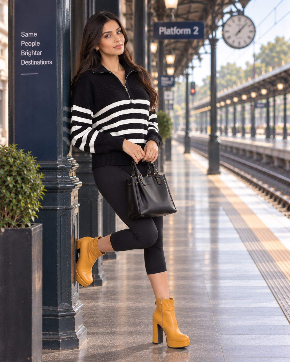 Ladies Striped Knit Sweater Half Zipper Wide Lapel Collar Loose Long Sleeve Pullover For Casual Daily Wear Natalia Home Fashion    Natalia Home Fashion