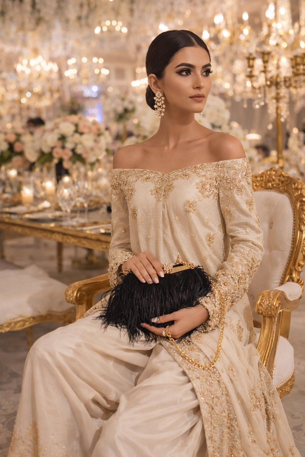 Women Ostrich Feather Clutch Purse Evening Bag Handbag Fluffy Purse Clutch Feather Evening Handbag For Wedding Anniversary Party