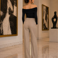 Sexy Shoulder Bared Long Sleeve Slim Fit Outwear Asymmetric Belly Bared Pleated T-Shirt Style Short New Arrival Acetate Fabric