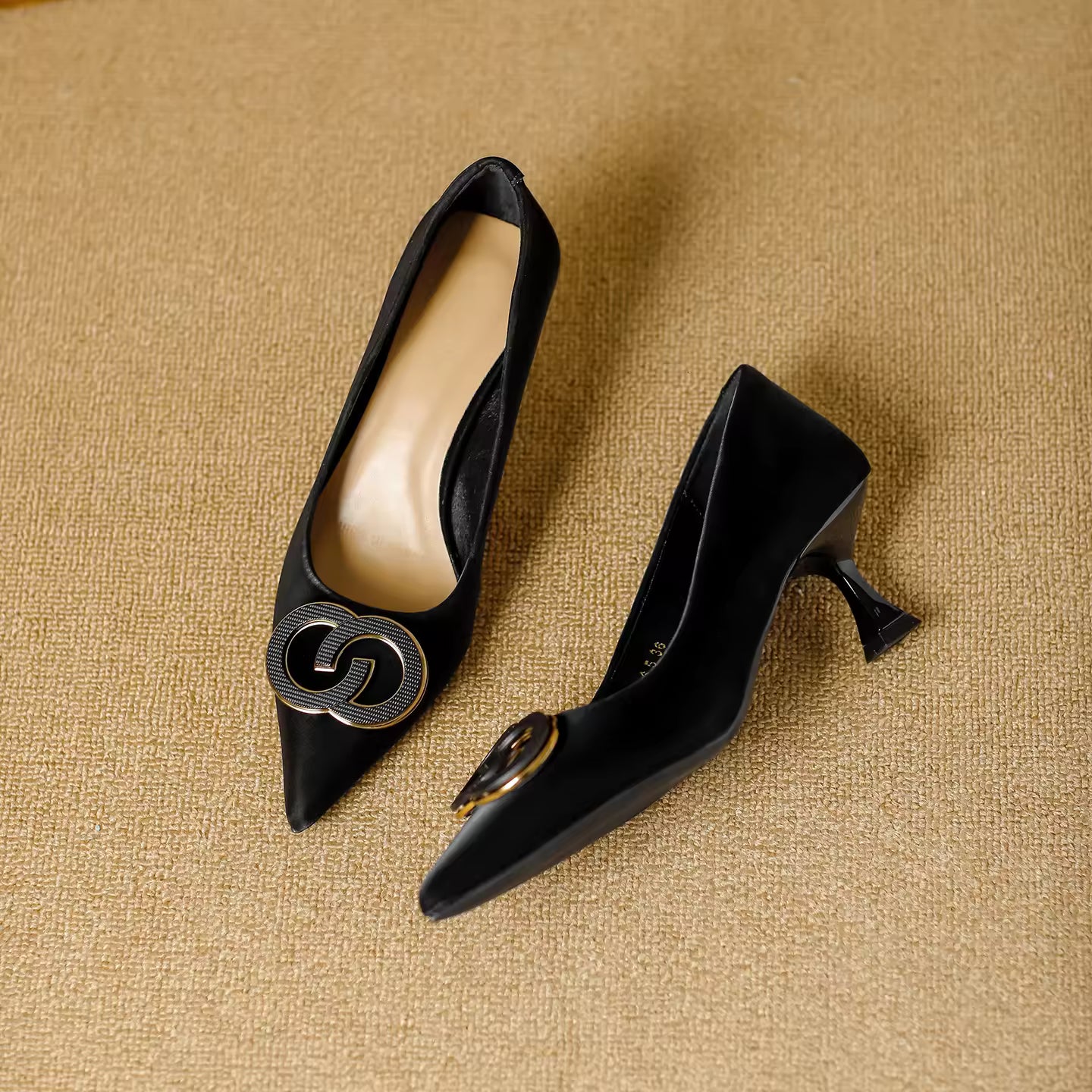 Women's Shoes Closed Toe Design Light Elegant Kitten High Heel Femme Wedding Dress Shoes Ladies Pumps Heeled Sandals for Women