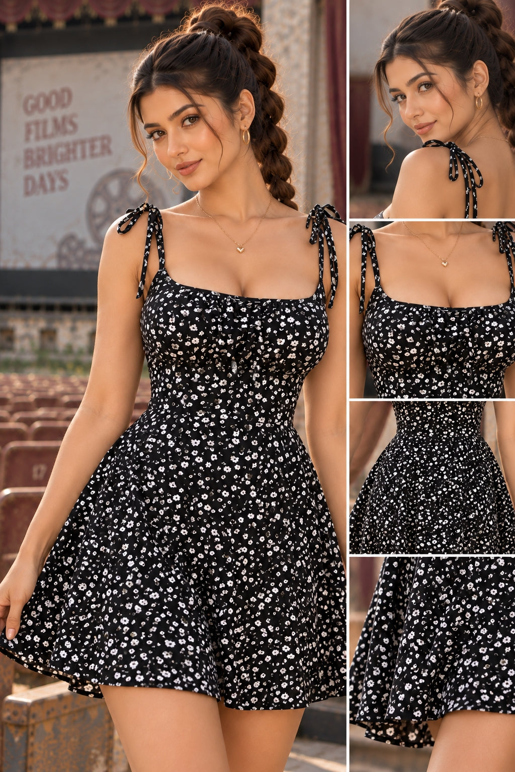Women's Summer Floral Spaghetti Strap Beach Short Dress, Sweet Waist Floral A-line Mini Dress Loose Fit Casual Dress Natalia Home Fashion    Natalia Home Fashion