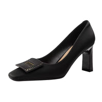 Square Toe Comfort Soft Office Shoes Daily Outdoors Women Shoes 7CM Thick High Heels Shallow Mouth Fashion Party Shoes