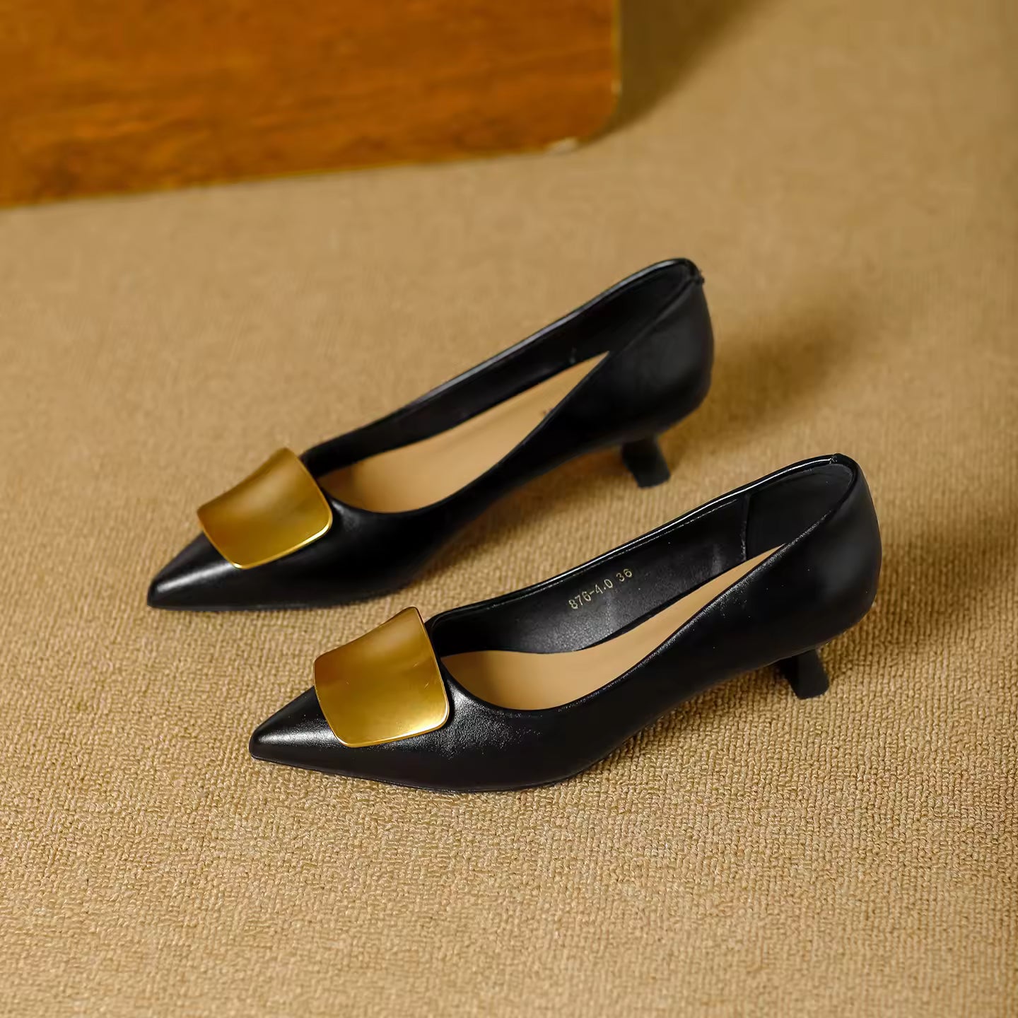 Metallic Thin Heel Pointed Toe Shoes For Women Elegant Office Career Work High Heels