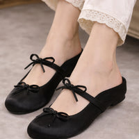 Ladies Slippers Bowknot Silks Satins Women Shoes Round Head Women Sandals Summer Shoes Women Slippers