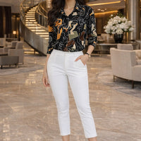Summer Women Shirt 3D Abstract Line Face Digital Print Long Sleeve Shirt Women Fashion Large Size Lapel Button Down Shirt