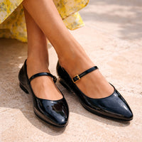 Flats Round Toe Female Ballet Shoes Patent Leather Designer Female Mary Jane Fashion Shoes for Women