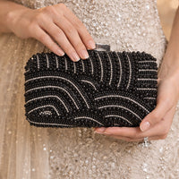Ladies Pearl Elegant Evening Bag Fashionable Stylish Beading Wedding Dinner Party Banquet  Dress Clutch Bag with Long Chain