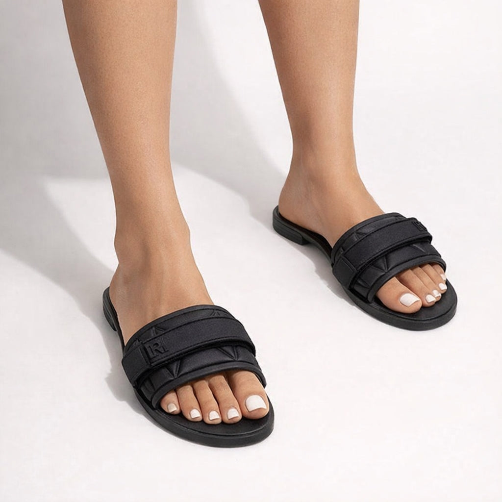 Fashionable and casual one-word flip-flops for women with lettered buckles and a flat bottom - Natalia Home Fashion