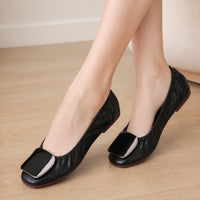 Light Metal buckle roll-up flats ladies shoes cozy moccasins sequined cloth foldable ballet flats
