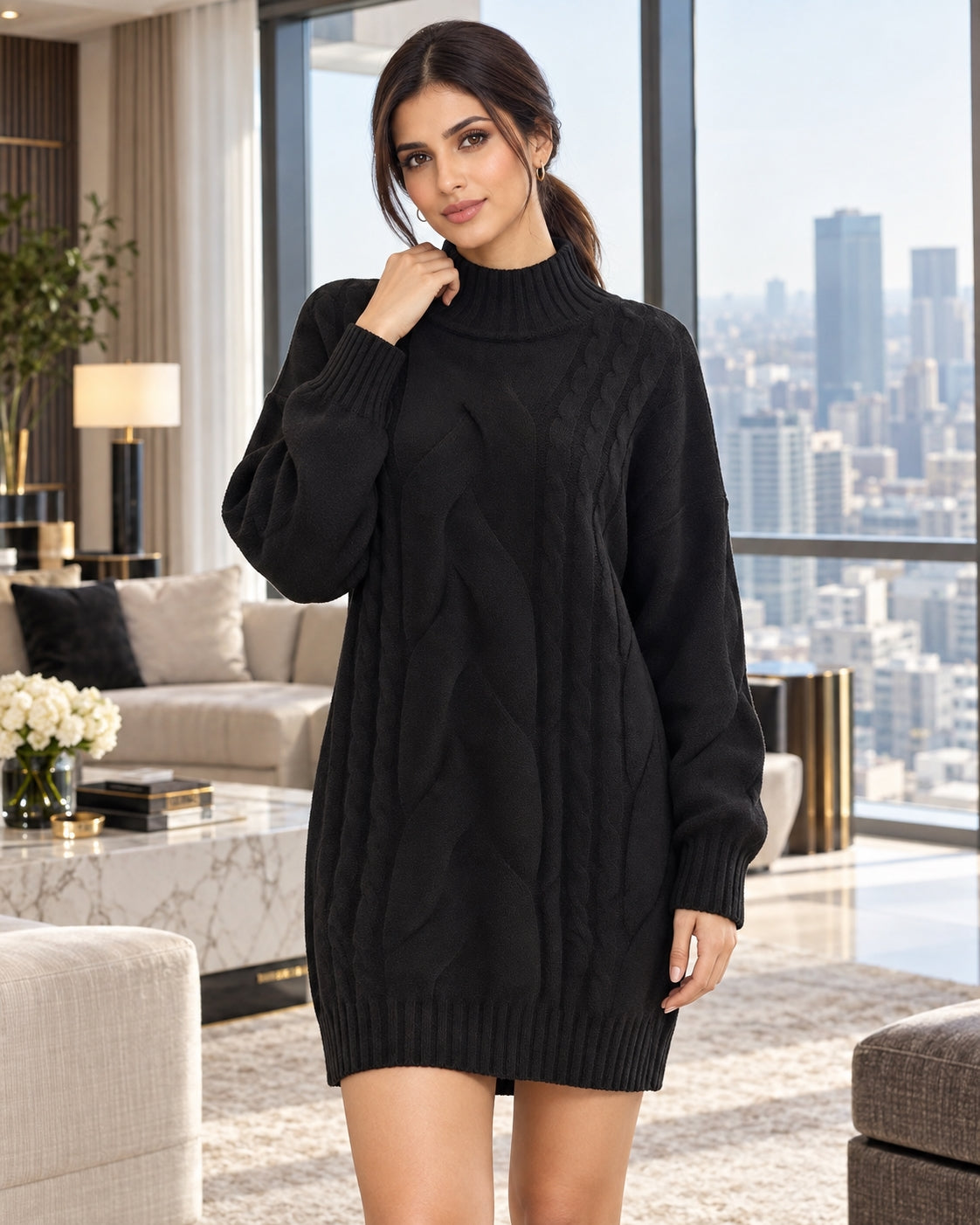 Women's Sweater Thick Two Lapels Retro Thick Thread Twist Dress Natalia Home Fashion    Natalia Home Fashion