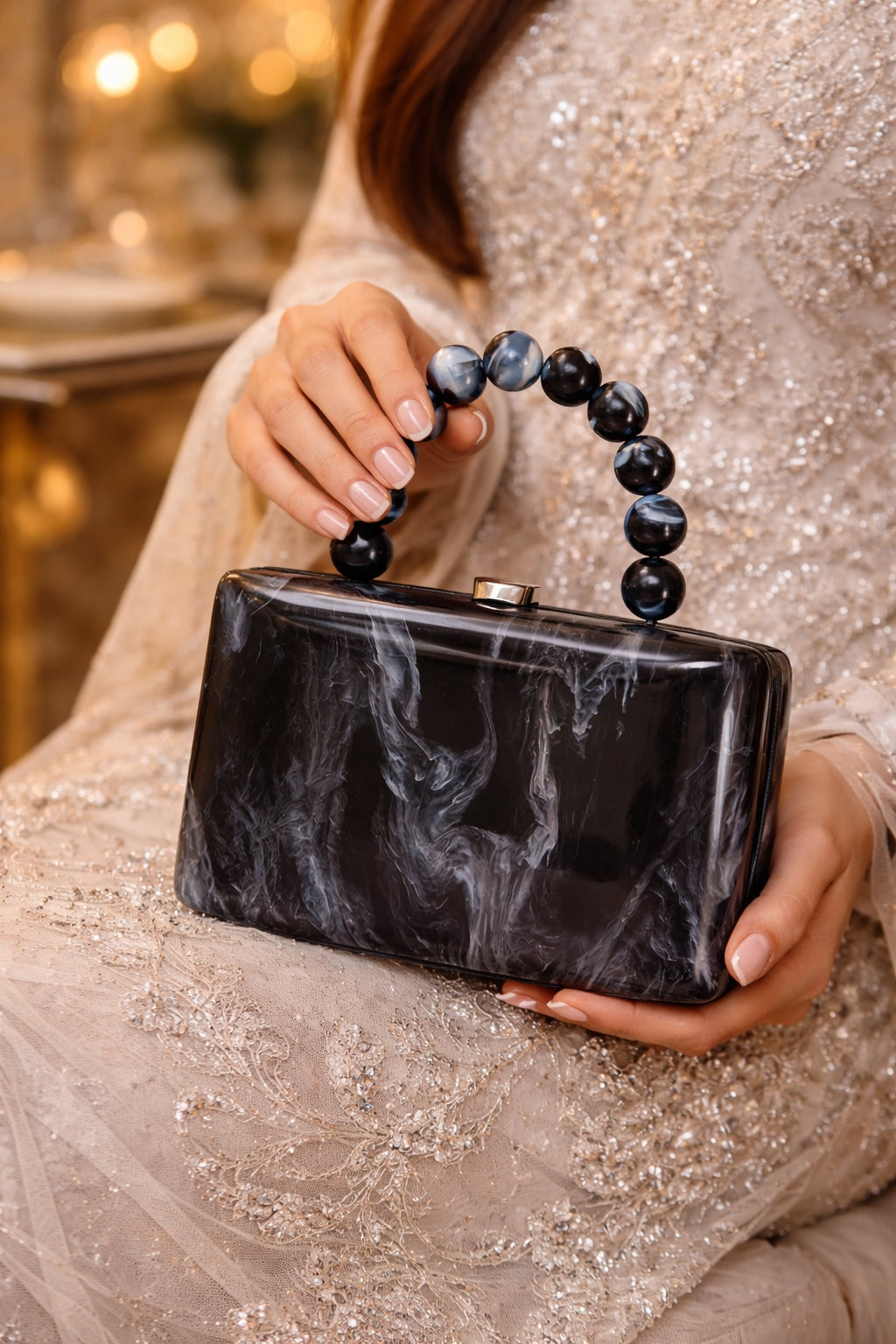 Ladies Acrylic Handbag Fashionable Personality Evening Bag Celebrity Socialite Clutch Bag Urban Minimalist Hard Shell Square Bag