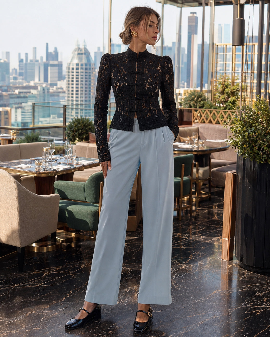 Vintage Blouse, Elegant Embroidery Puff Sleeve Hollow Out Lace Stand Collar Semi Formal Summer Top Natalia Home Fashion    Natalia Home Fashion