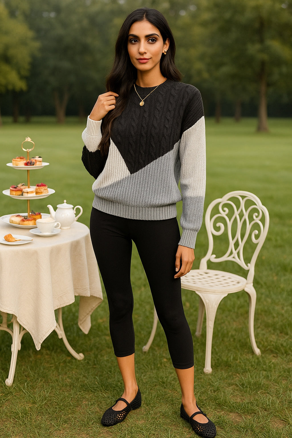 Women's Sweater Tops Sweaters Women Female Woman Clothing Casual Color-Blocked Long-Sleeved Pullover Sweater