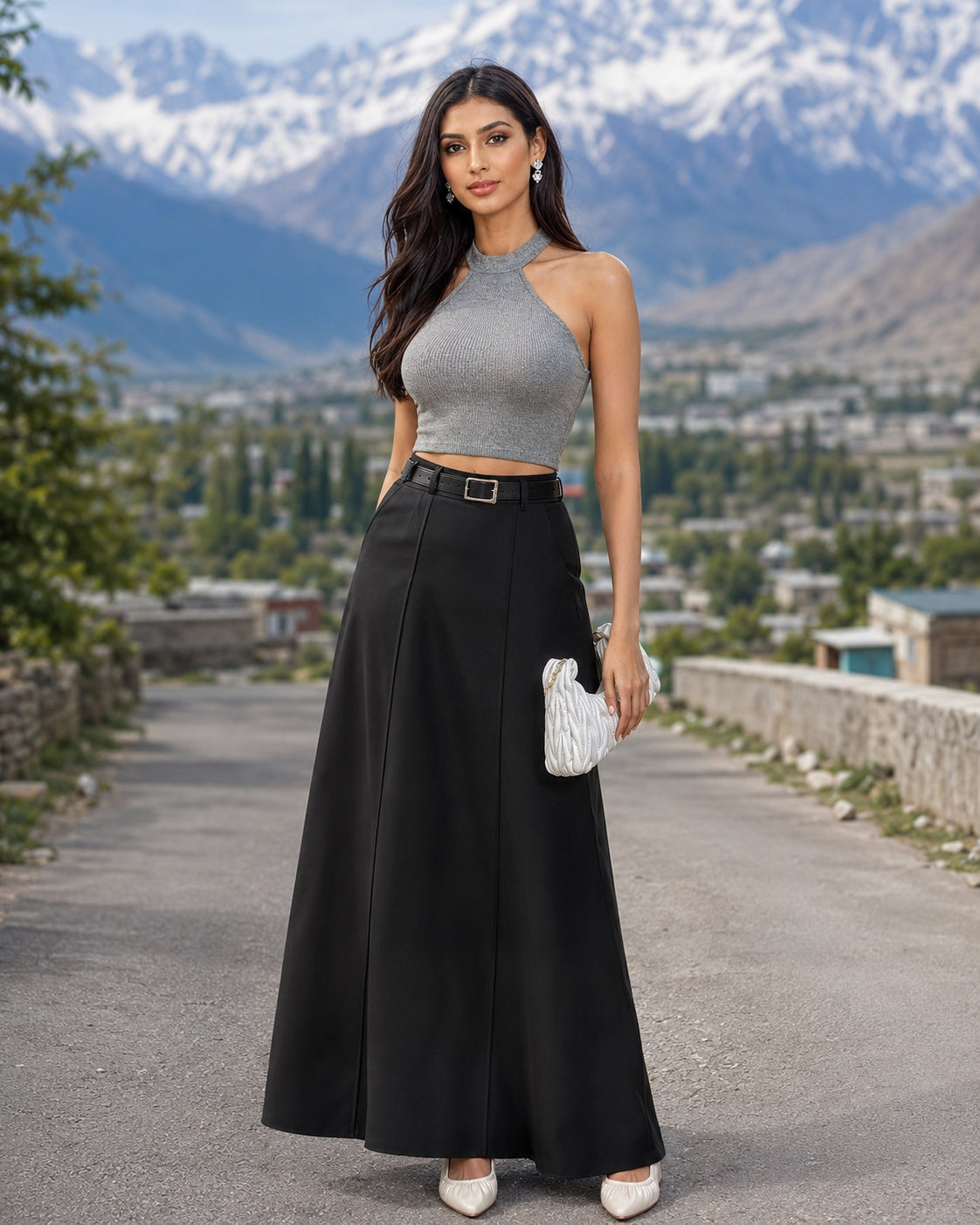 Urban Women's High Street Skirt Solid Color H-line High Waist Floor Length Skirts Loose Fit Casual Bottoms