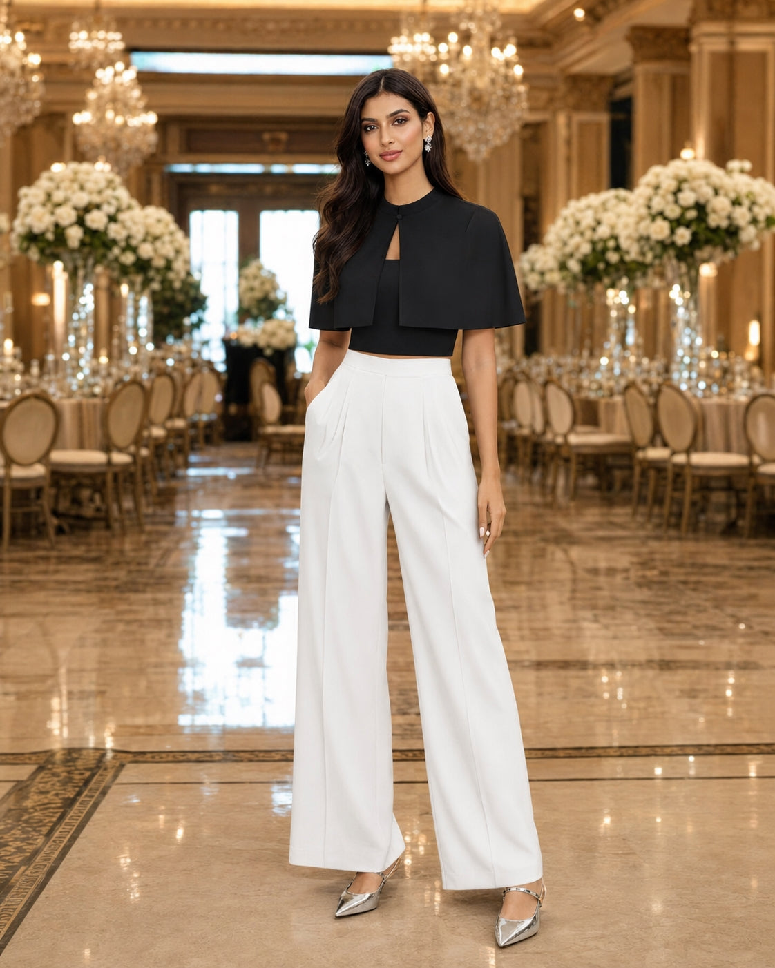 Fashionable French Style Two-Piece Set with off shoulder Top And Elegant Cape Lady Top Summer Casual Outfit for Young Women
