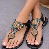 Bohemian Style Women Flat Sandals Clip Toe Gladiator Sandals Woman Retro Summer Casual Beach Shoes Women Anti Slip Flip Flops