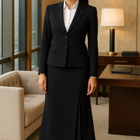 Fashion Office Half Skirt Set for Women Slim Fit Long Sleeved Single Row Two Button Half Skirt Two Piece Set