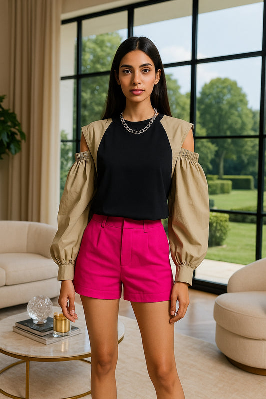 Contrast Color Tops Women Loose Casual Long Sleeve O Neck Off Shoulder Preppy All Match shirts